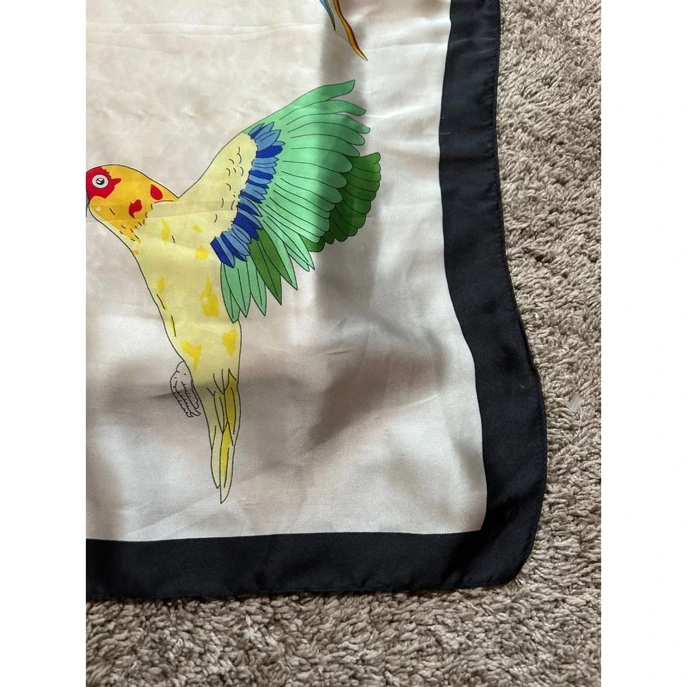 Tropical Bird Oversized Satin Scarf Wrap Resort Wear Vacation Beach Costal